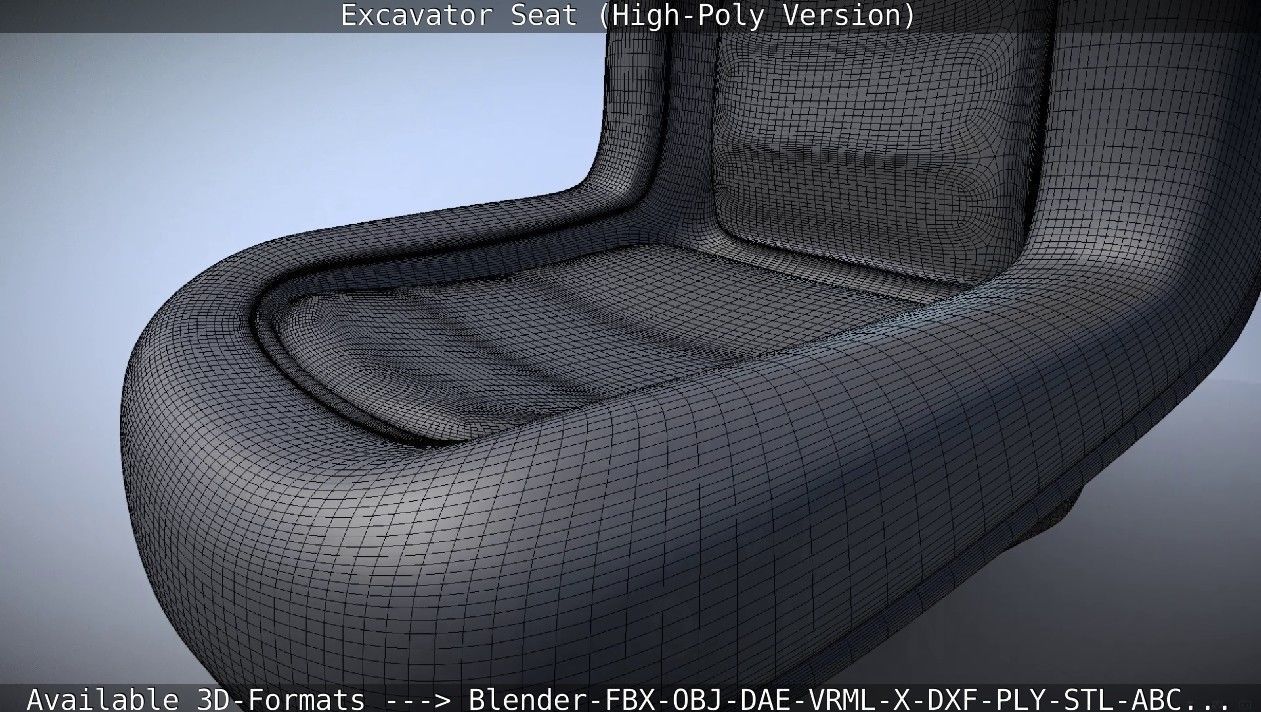 Excavator Seat - High-Poly Version 3D model_16