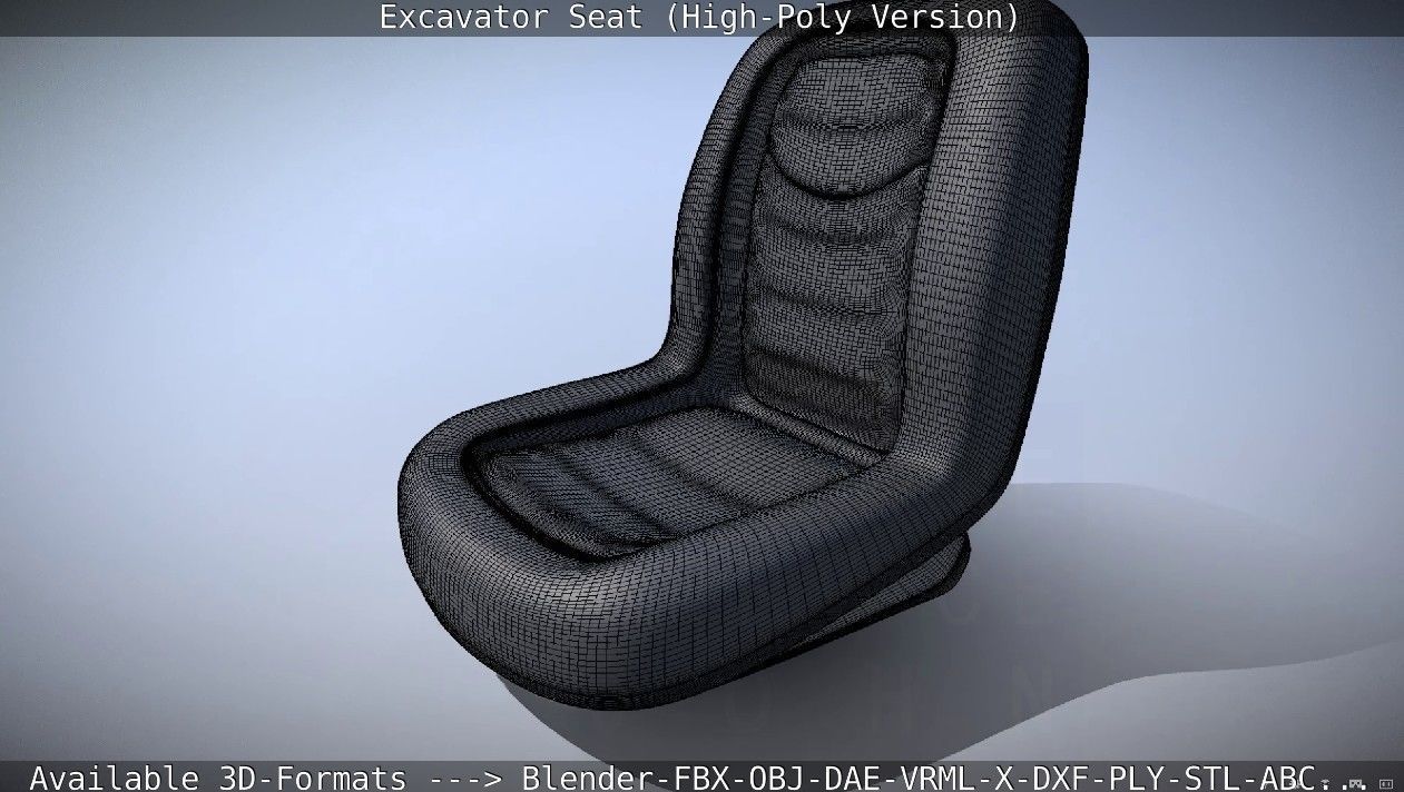 Excavator Seat - High-Poly Version 3D model_15