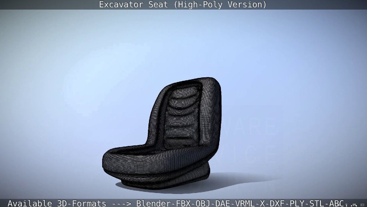 Excavator Seat - High-Poly Version 3D model_35