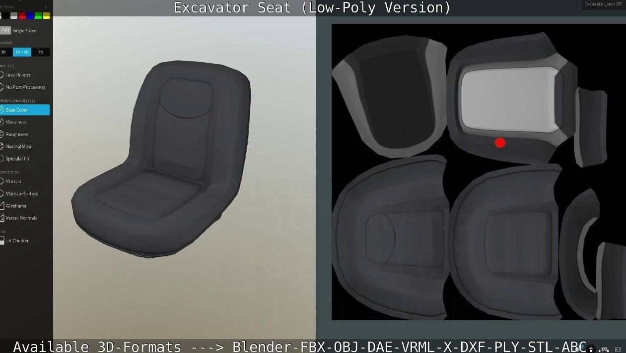 Excavator Seat - Low-Poly Version Low-poly 3D model_50