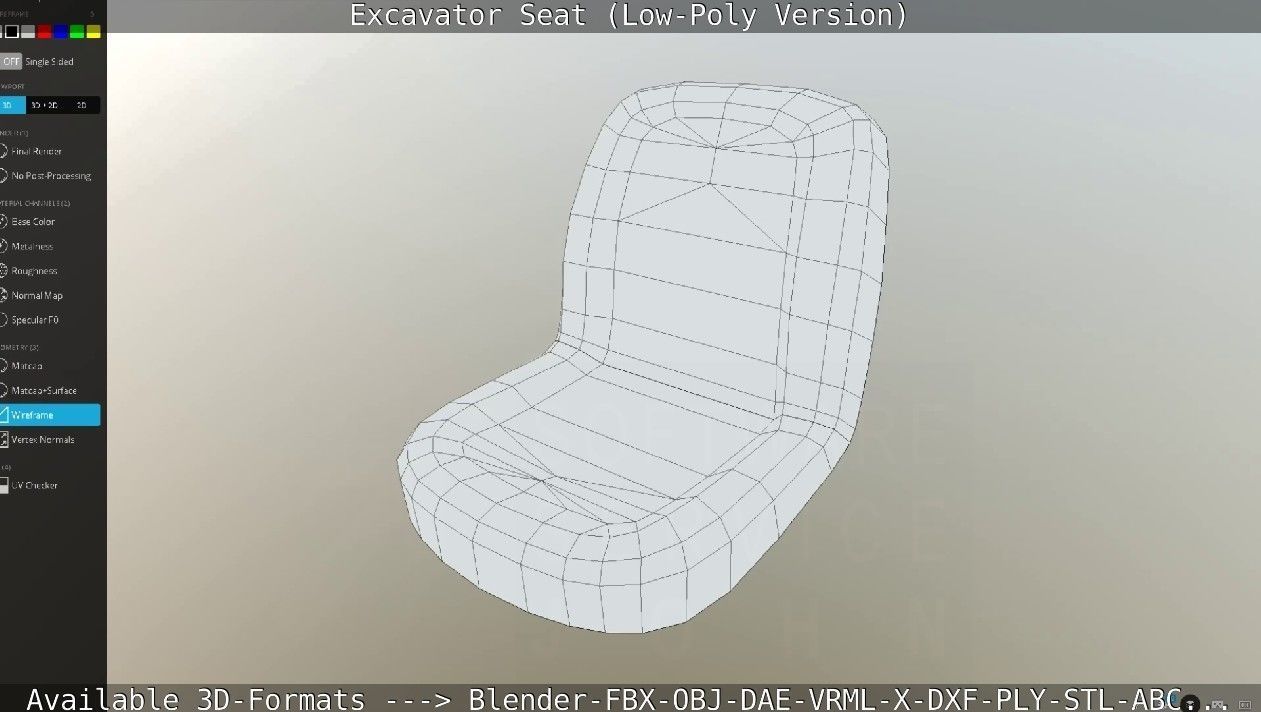 Excavator Seat - Low-Poly Version Low-poly 3D model_40