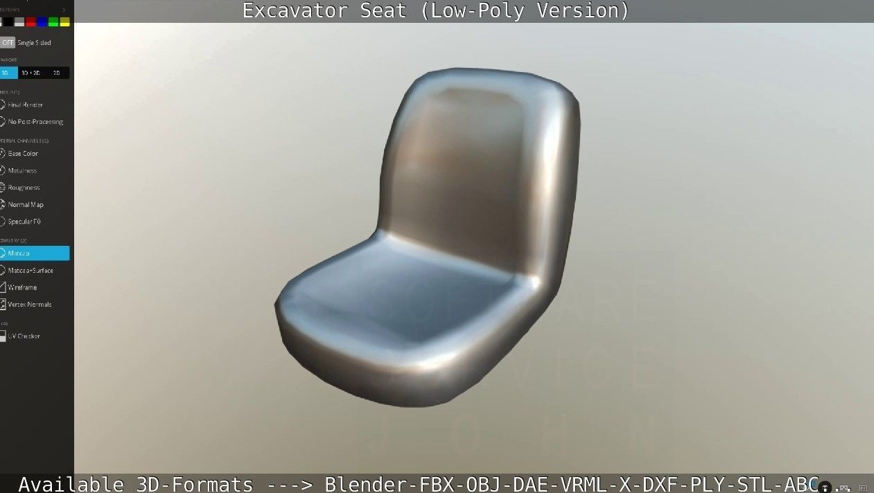 Excavator Seat - Low-Poly Version Low-poly 3D model_37