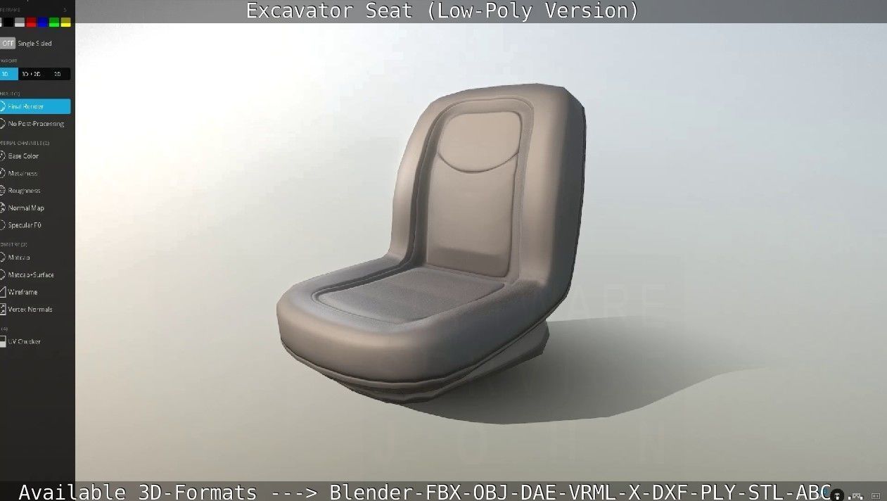 Excavator Seat - Low-Poly Version Low-poly 3D model_35