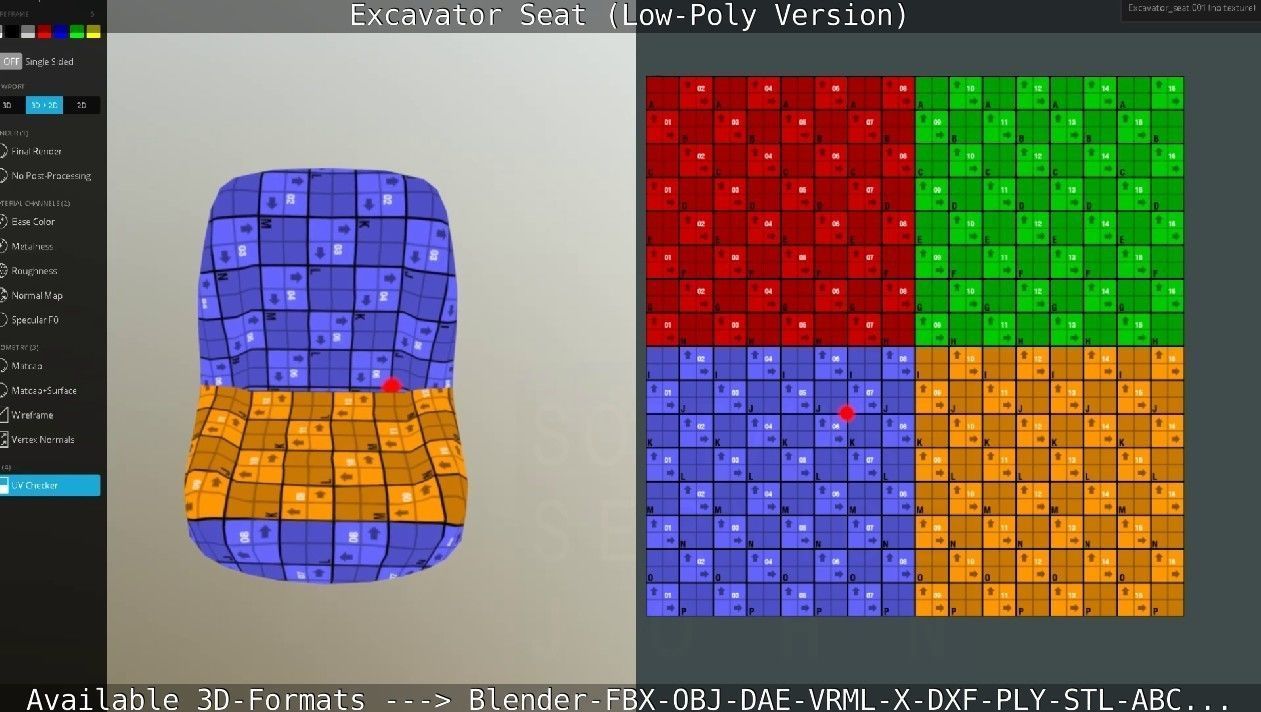 Excavator Seat - Low-Poly Version Low-poly 3D model_77
