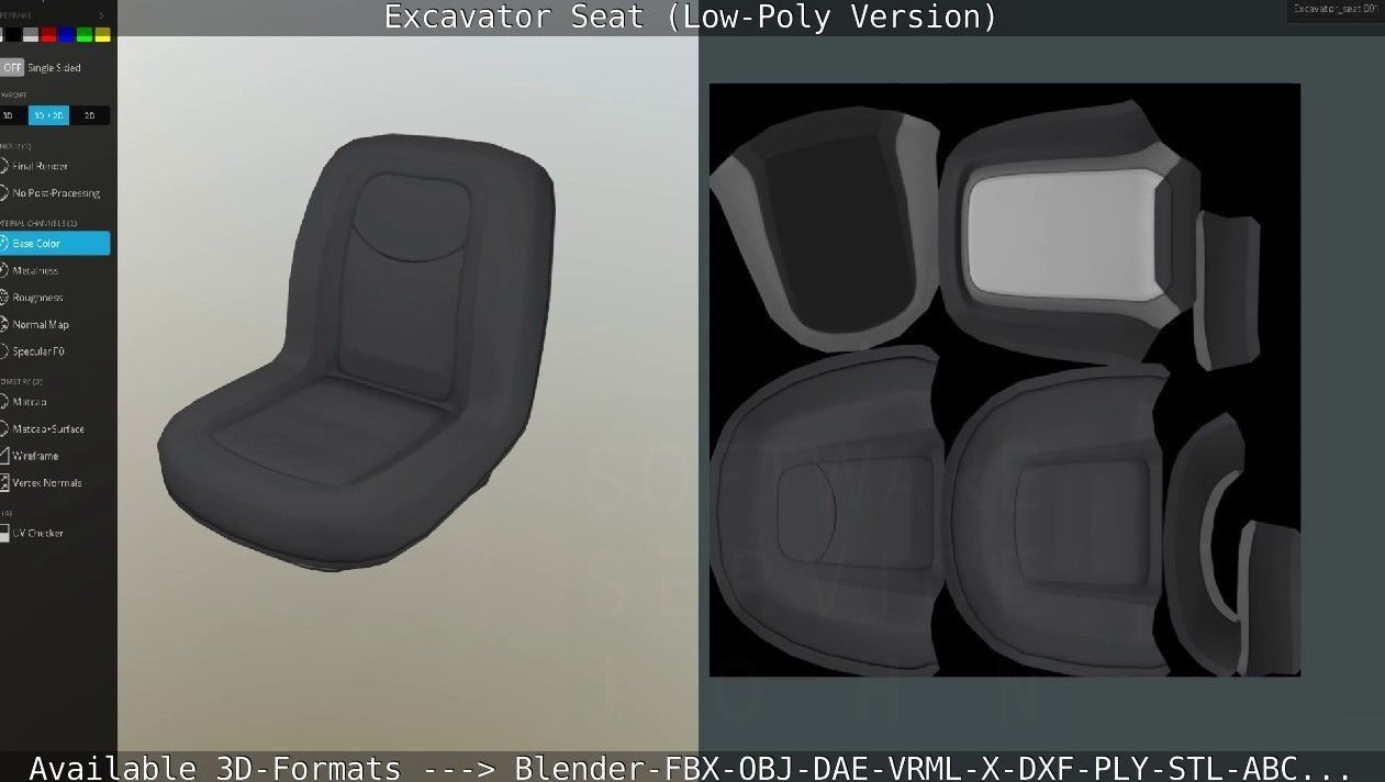 Excavator Seat - Low-Poly Version Low-poly 3D model_52