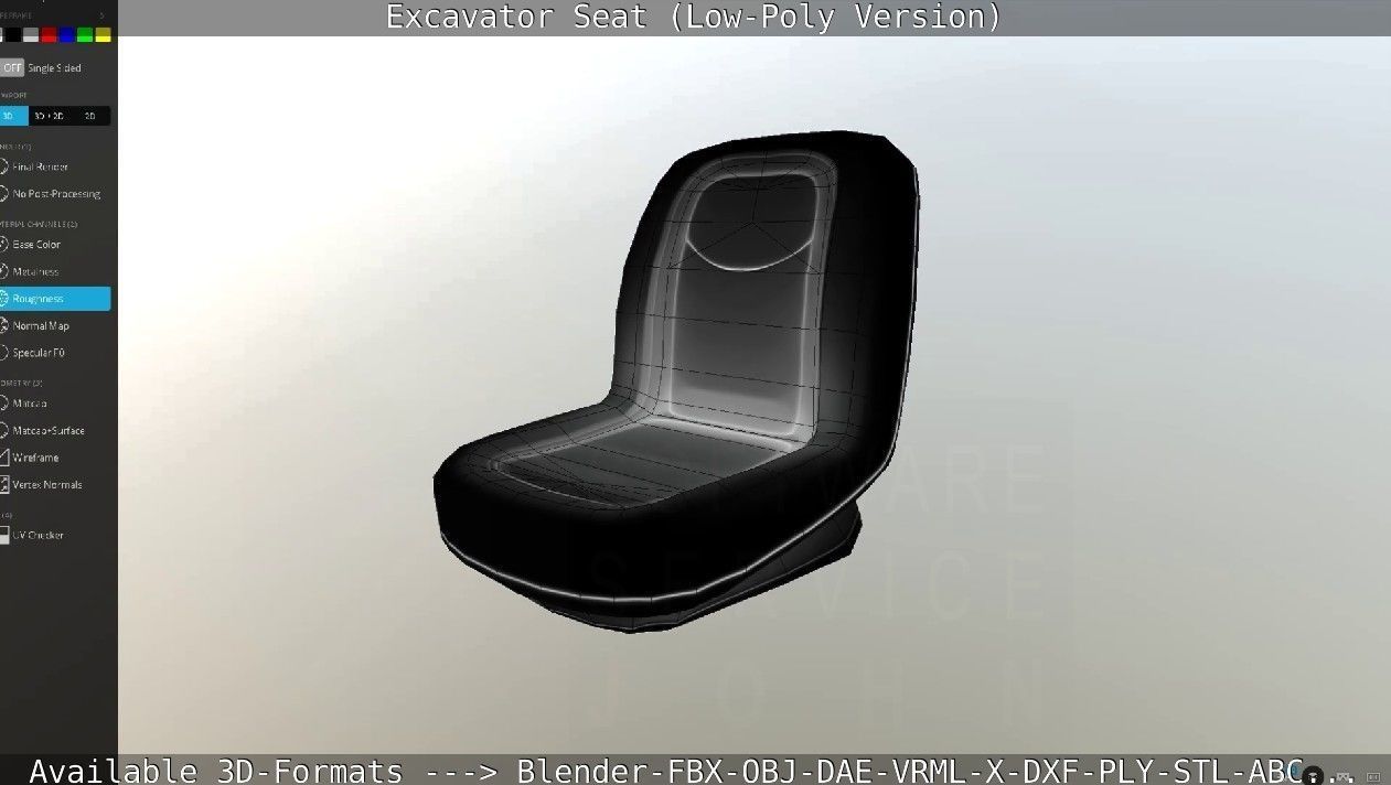 Excavator Seat - Low-Poly Version Low-poly 3D model_34