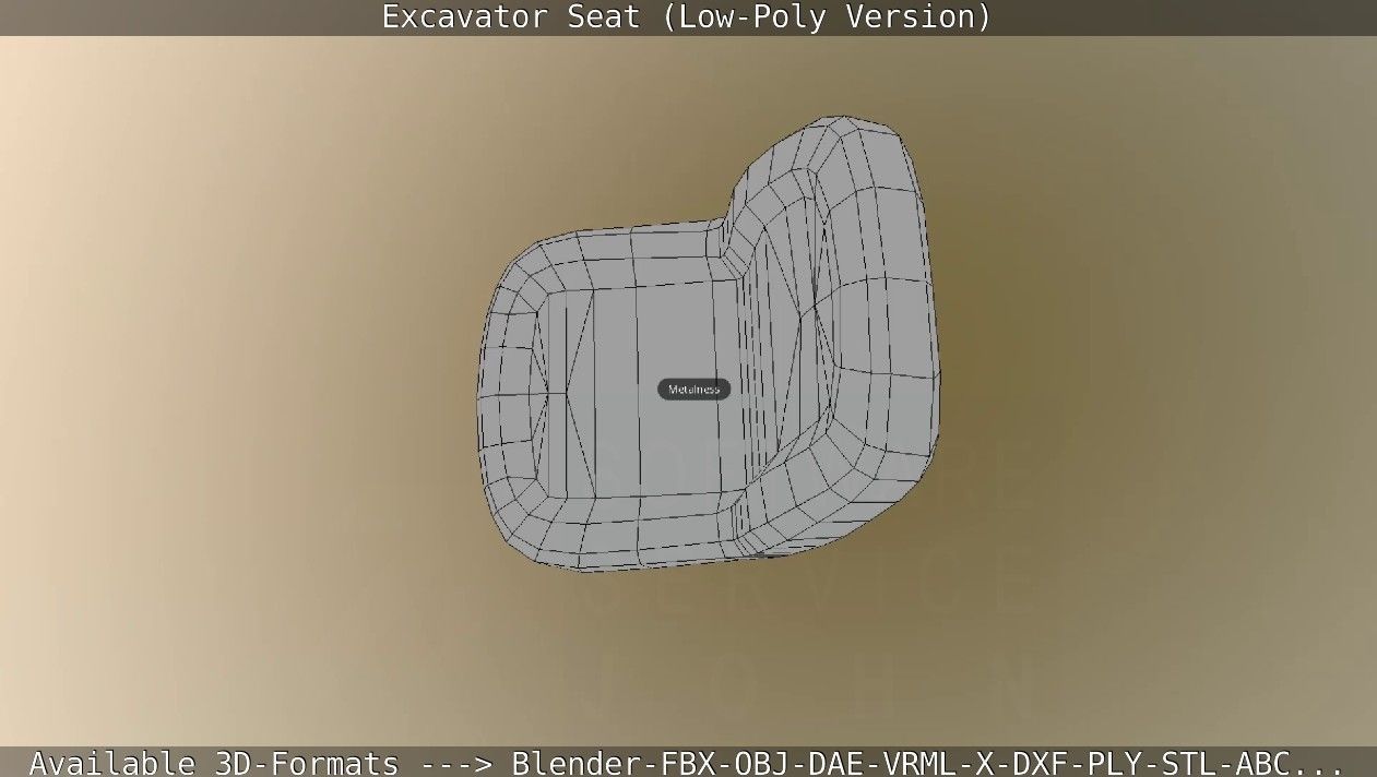 Excavator Seat - Low-Poly Version Low-poly 3D model_17