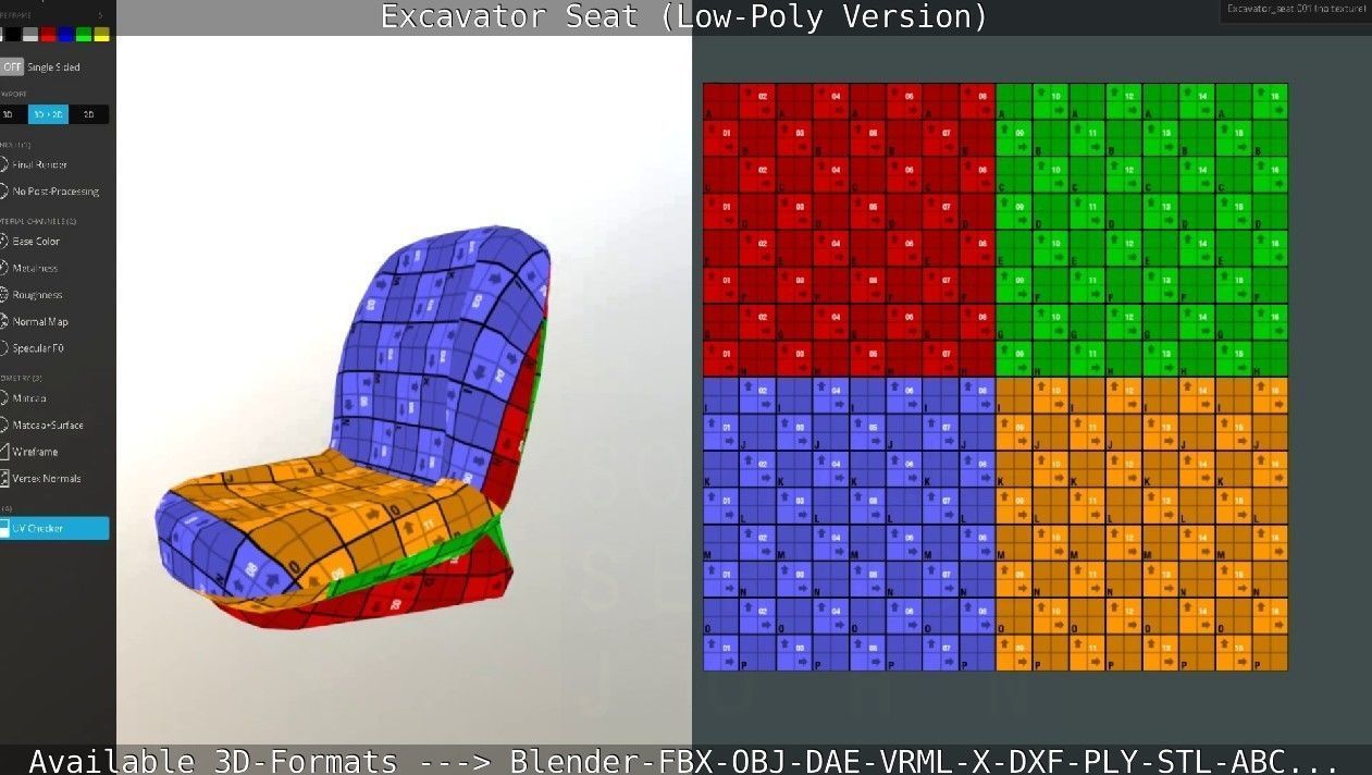 Excavator Seat - Low-Poly Version Low-poly 3D model_79