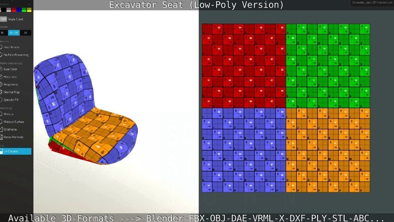 Excavator Seat - Low-Poly Version Low-poly 3D model_73
