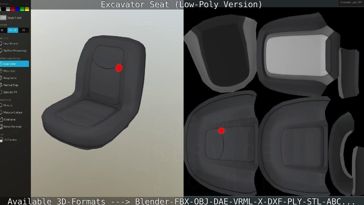 Excavator Seat - Low-Poly Version Low-poly 3D model_49
