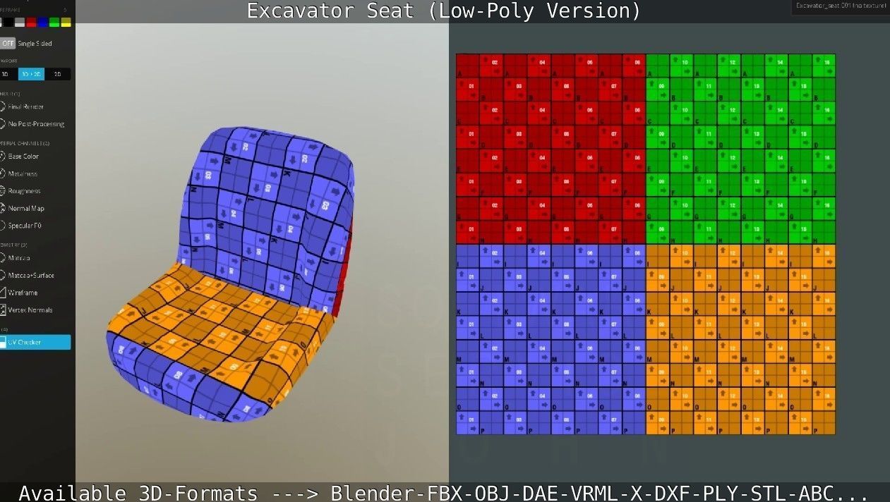 Excavator Seat - Low-Poly Version Low-poly 3D model_81