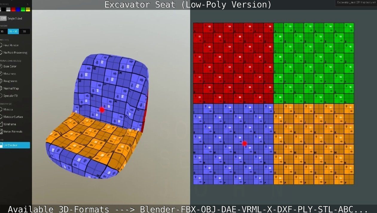 Excavator Seat - Low-Poly Version Low-poly 3D model_80