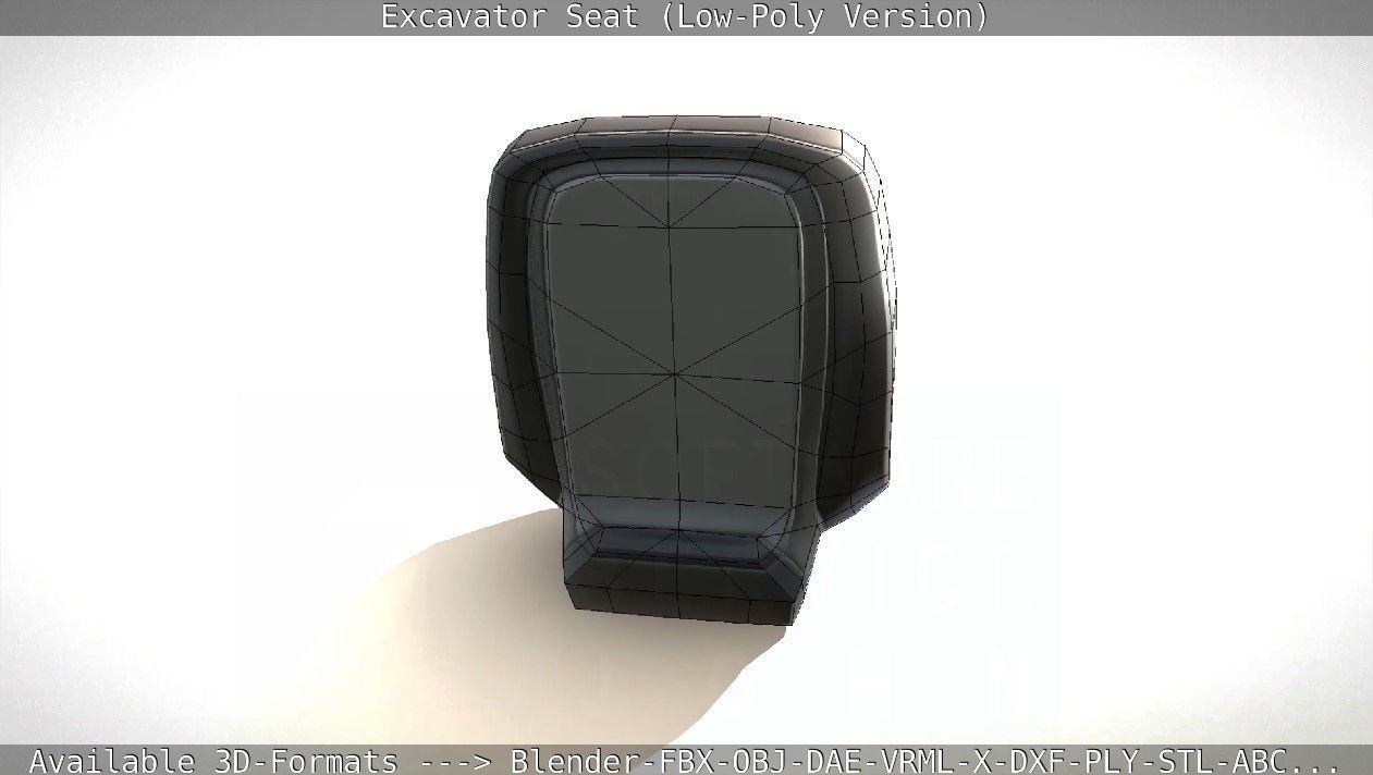 Excavator Seat - Low-Poly Version Low-poly 3D model_9