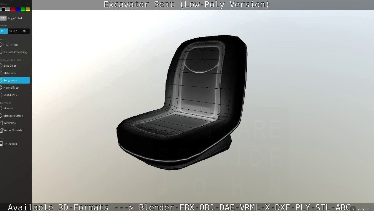 Excavator Seat - Low-Poly Version Low-poly 3D model_33
