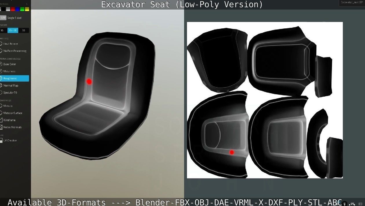 Excavator Seat - Low-Poly Version Low-poly 3D model_56