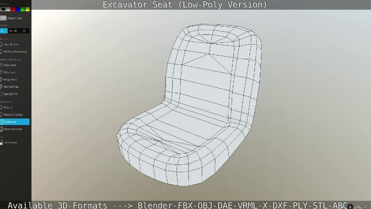 Excavator Seat - Low-Poly Version Low-poly 3D model_41