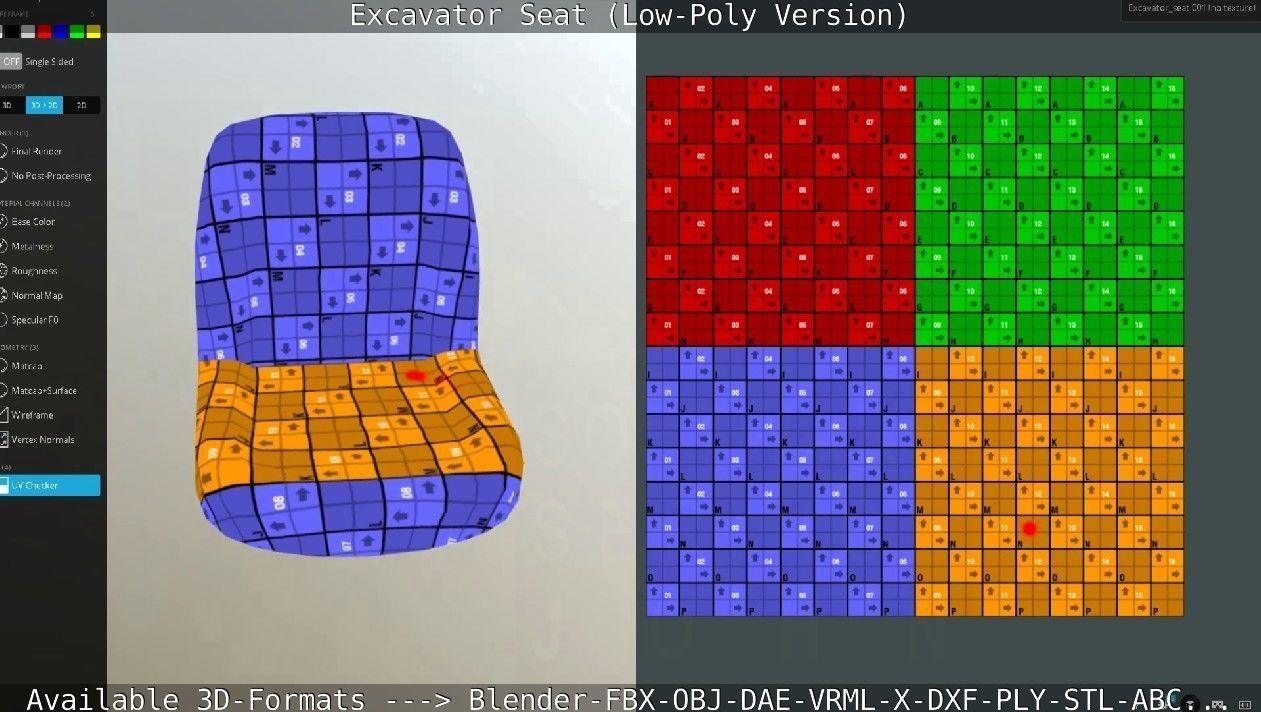 Excavator Seat - Low-Poly Version Low-poly 3D model_67
