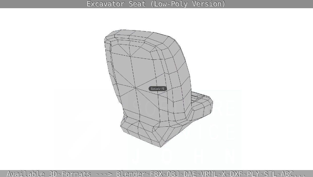 Excavator Seat - Low-Poly Version Low-poly 3D model_11
