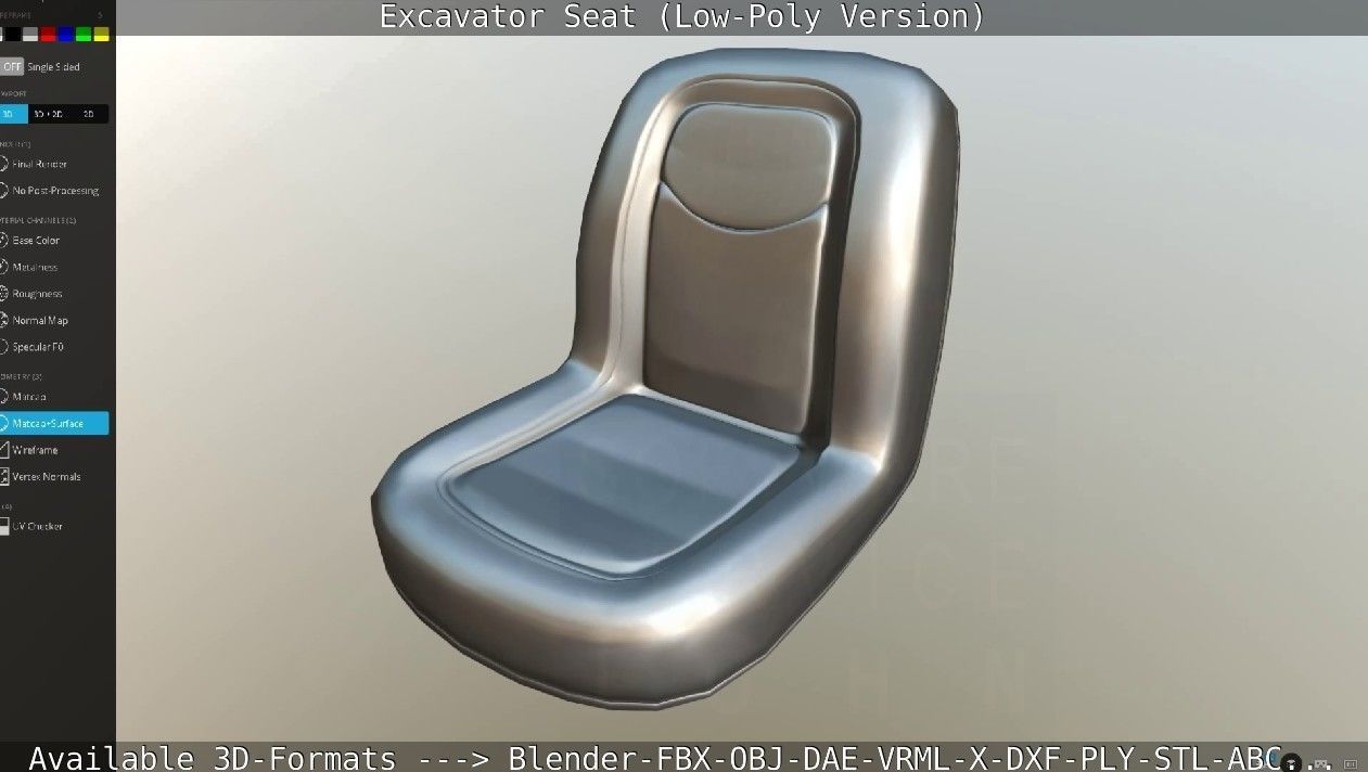 Excavator Seat - Low-Poly Version Low-poly 3D model_38