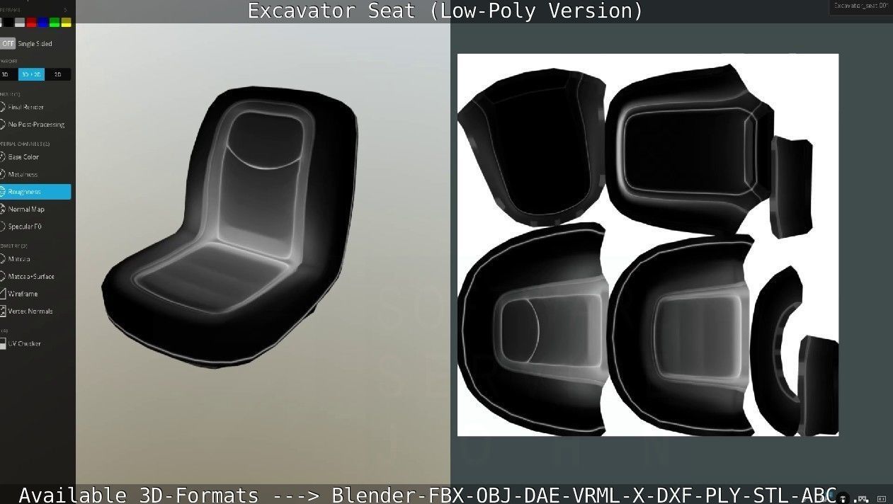 Excavator Seat - Low-Poly Version Low-poly 3D model_55