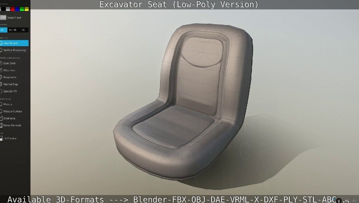 Excavator Seat - Low-Poly Version Low-poly 3D model_43