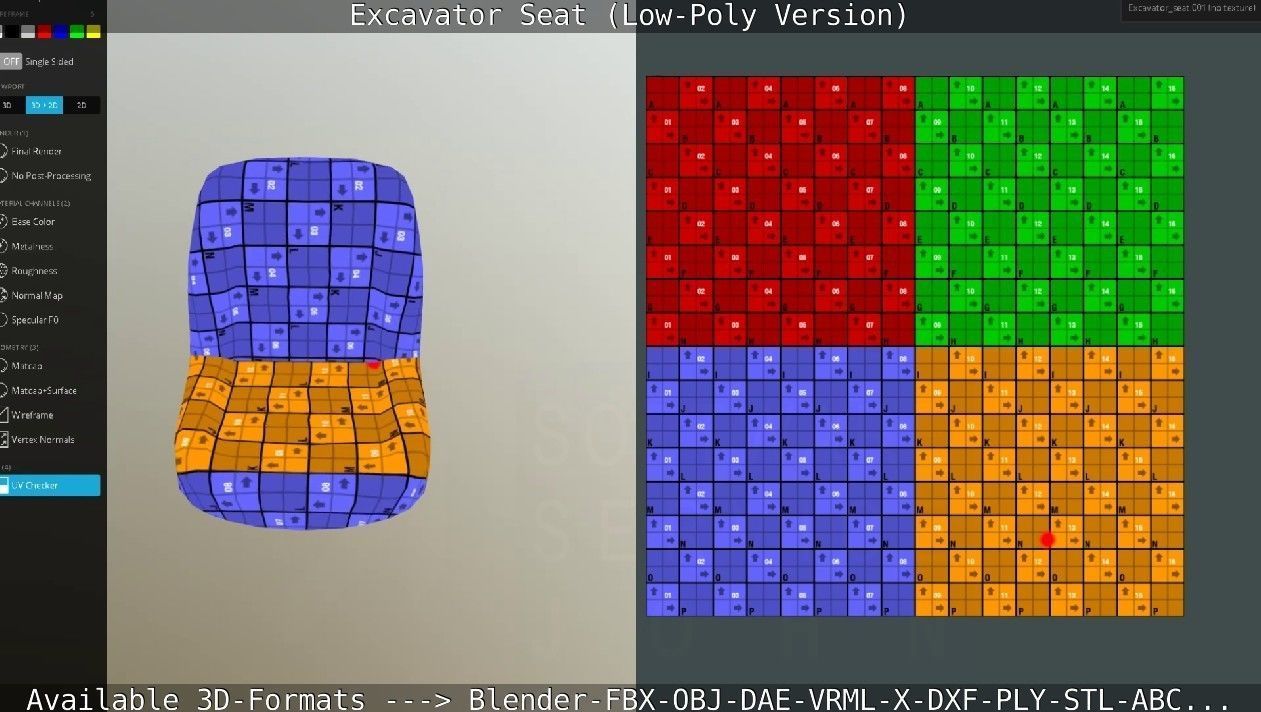Excavator Seat - Low-Poly Version Low-poly 3D model_76