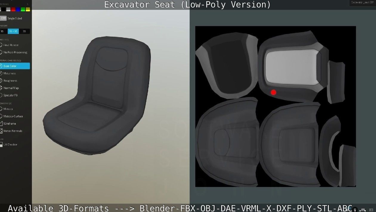 Excavator Seat - Low-Poly Version Low-poly 3D model_51