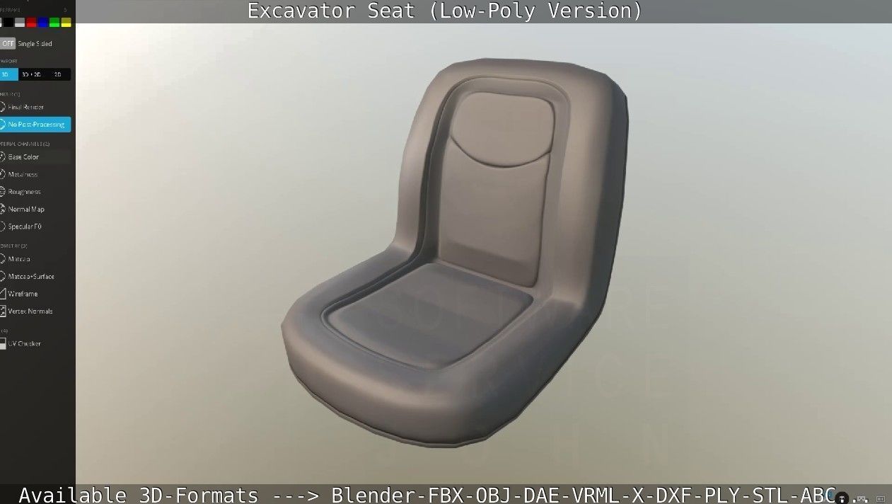 Excavator Seat - Low-Poly Version Low-poly 3D model_44