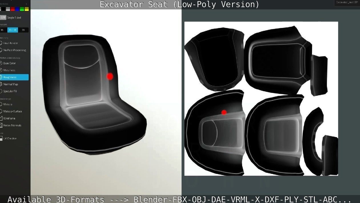 Excavator Seat - Low-Poly Version Low-poly 3D model_57