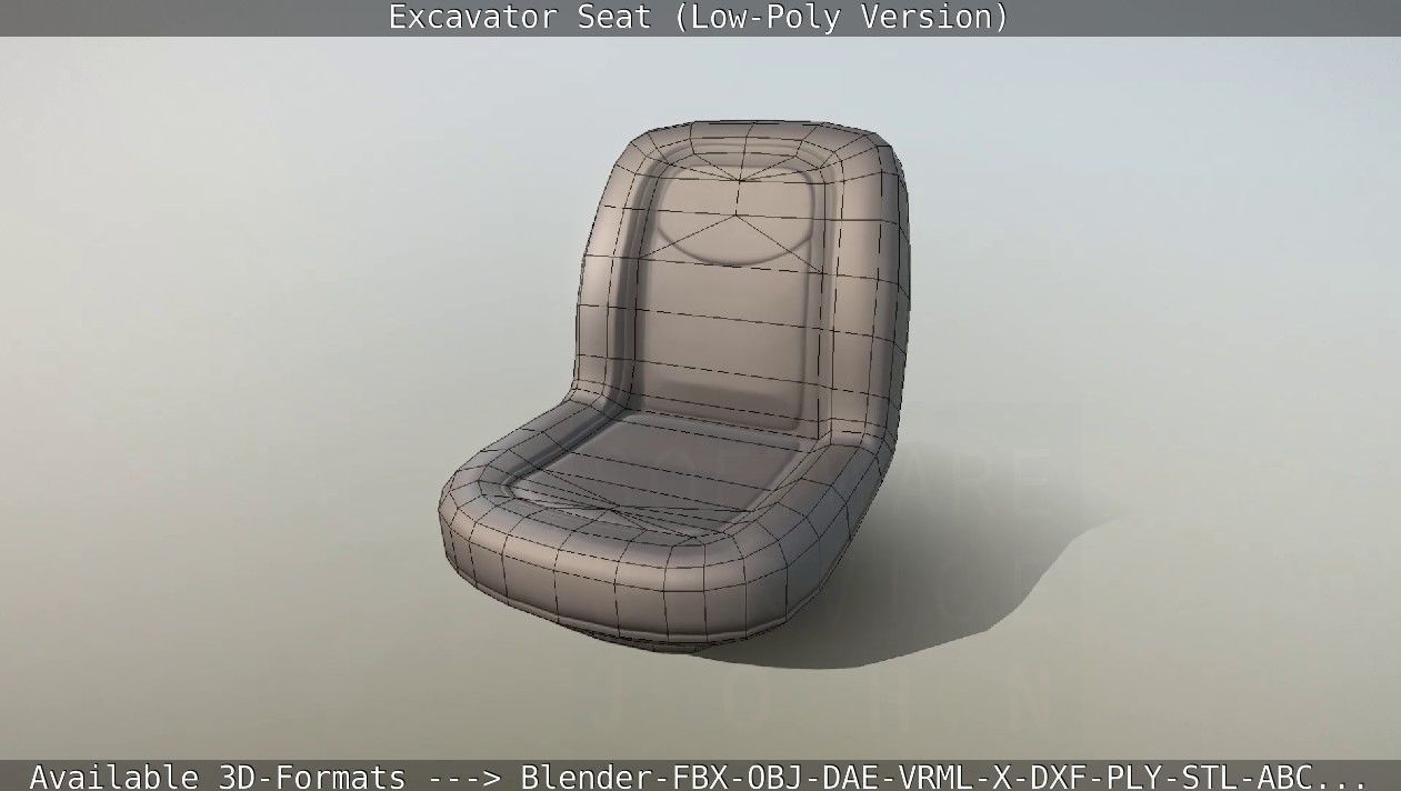 Excavator Seat - Low-Poly Version Low-poly 3D model_6