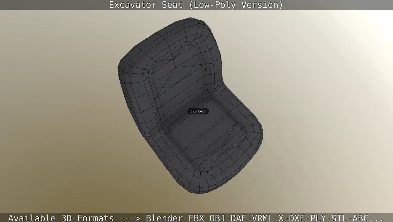 Excavator Seat - Low-Poly Version Low-poly 3D model_23