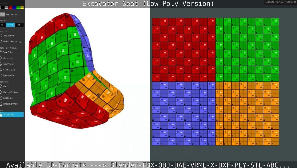 Excavator Seat - Low-Poly Version Low-poly 3D model_72