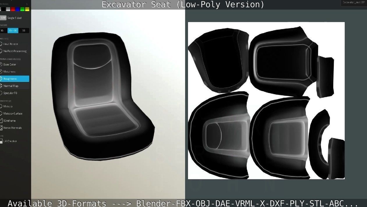 Excavator Seat - Low-Poly Version Low-poly 3D model_59
