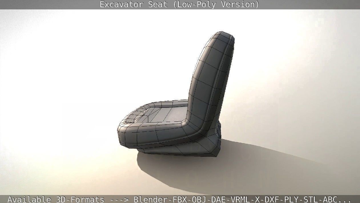 Excavator Seat - Low-Poly Version Low-poly 3D model_7