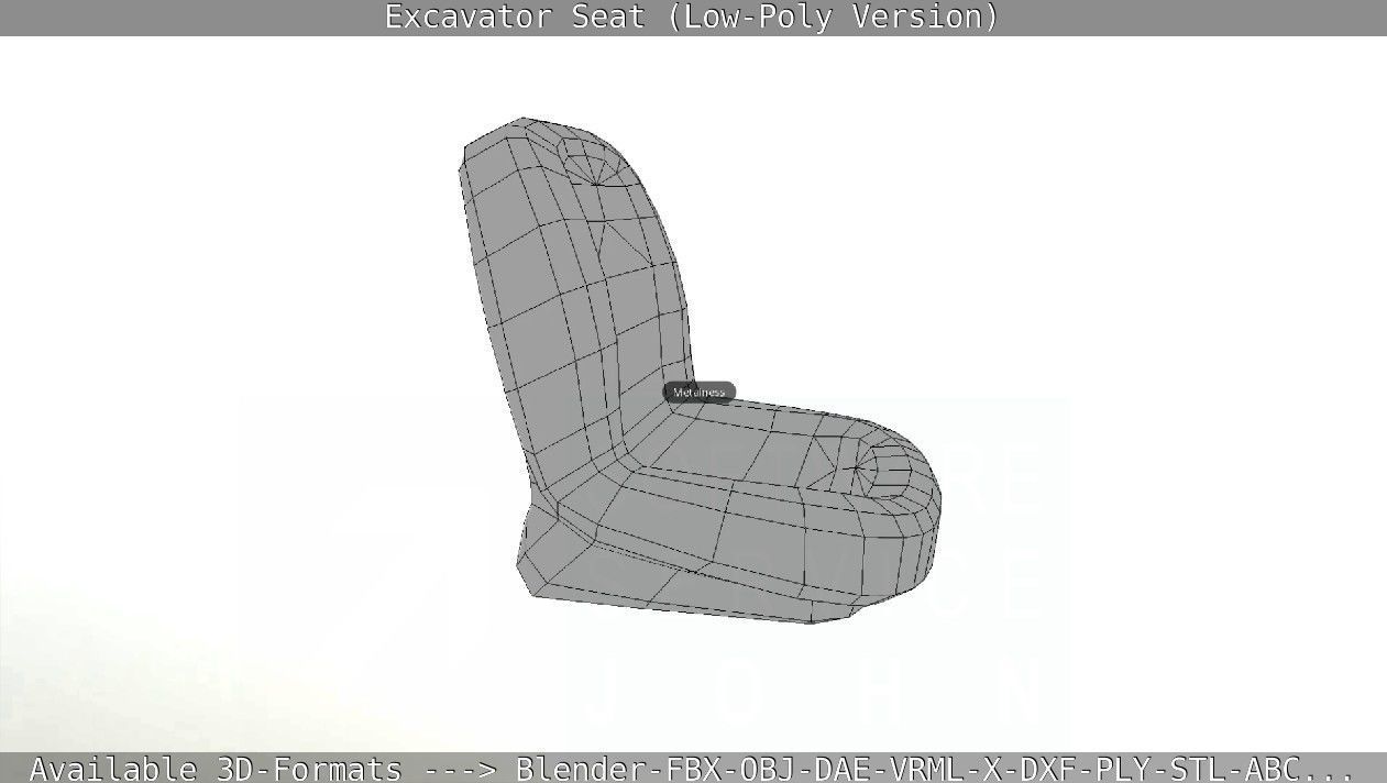 Excavator Seat - Low-Poly Version Low-poly 3D model_15