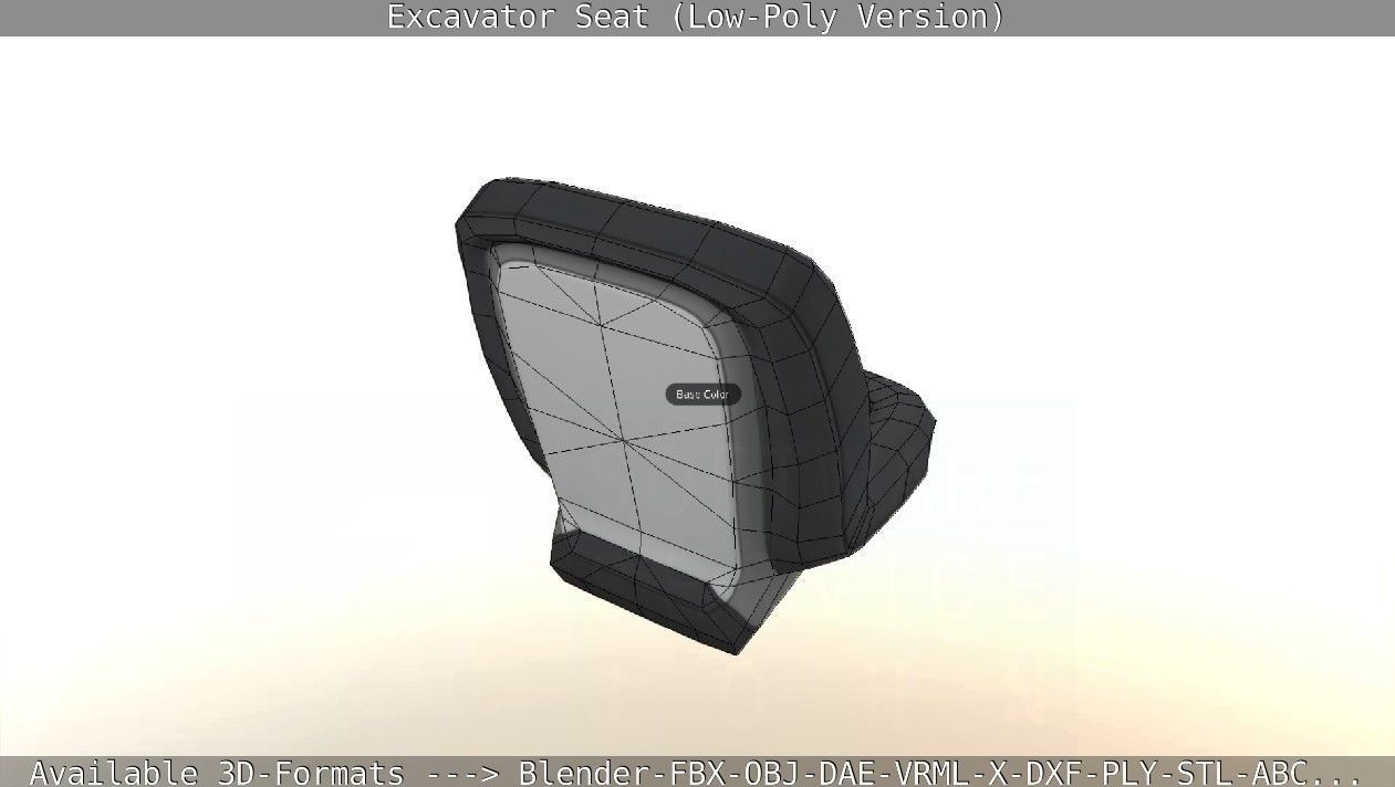Excavator Seat - Low-Poly Version Low-poly 3D model_22