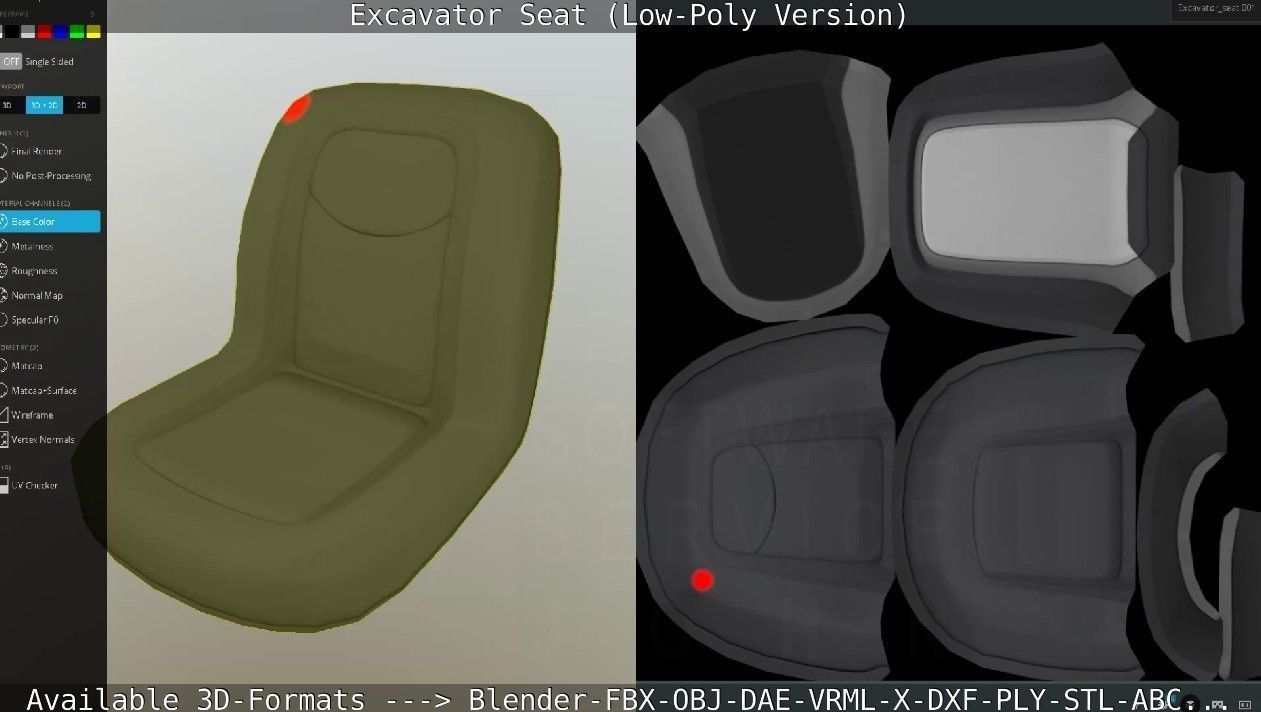 Excavator Seat - Low-Poly Version Low-poly 3D model_47