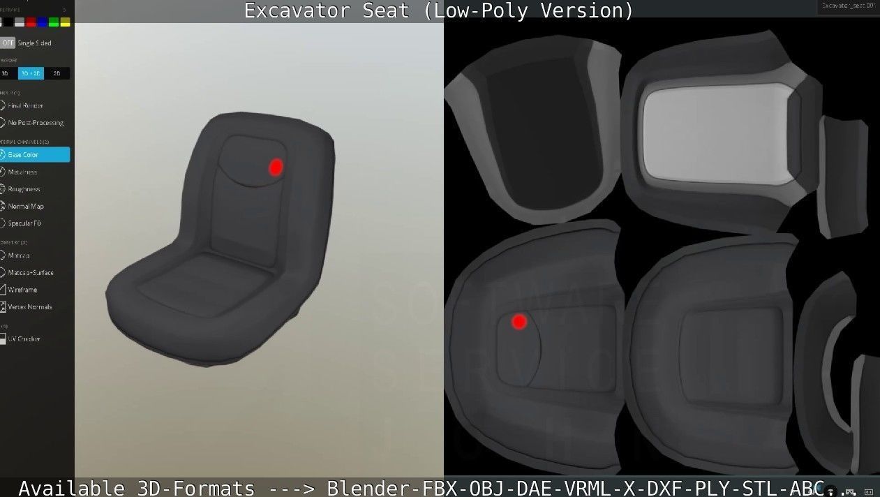 Excavator Seat - Low-Poly Version Low-poly 3D model_48