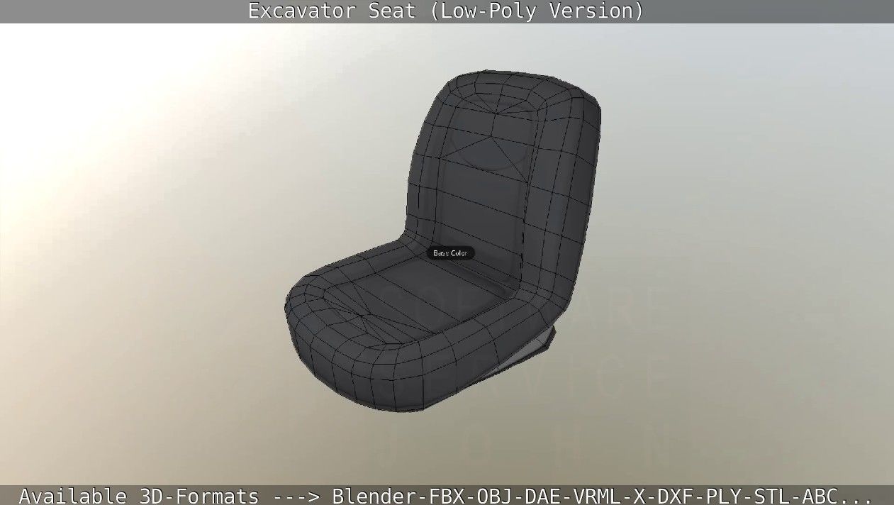 Excavator Seat - Low-Poly Version Low-poly 3D model_13