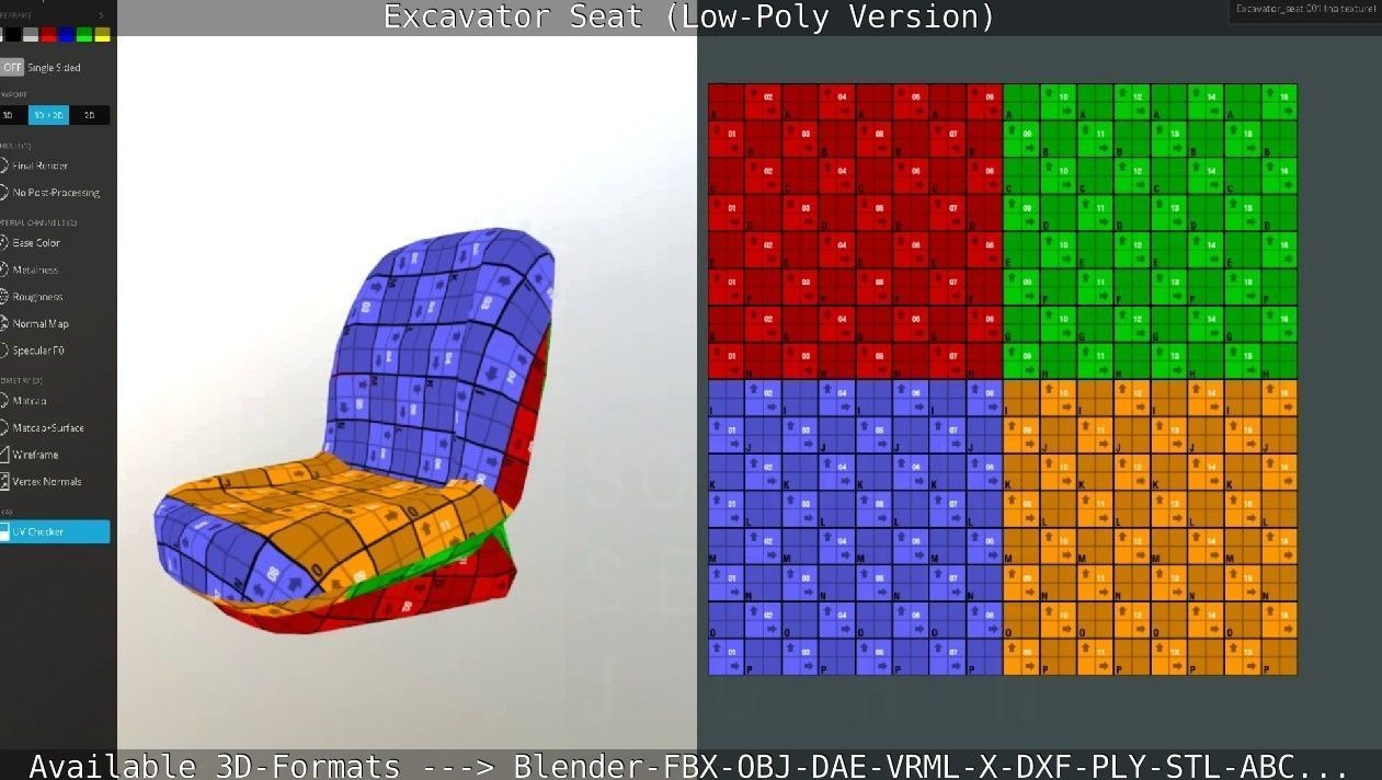 Excavator Seat - Low-Poly Version Low-poly 3D model_78