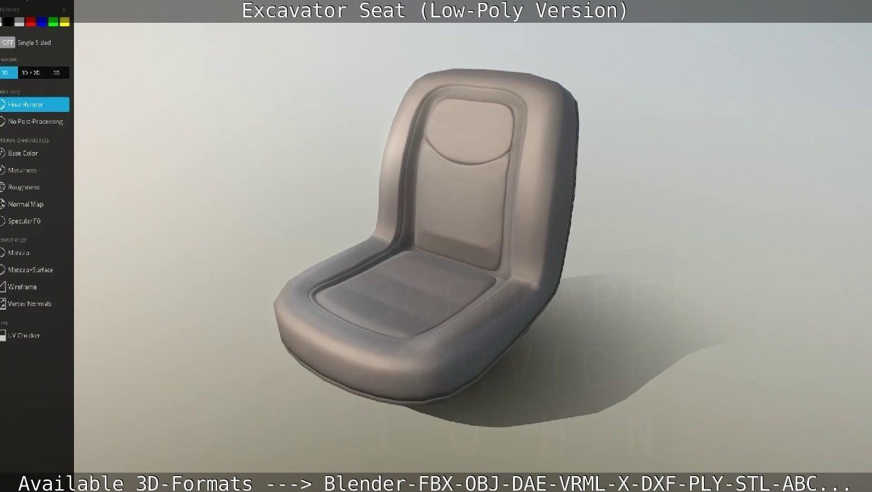 Excavator Seat - Low-Poly Version Low-poly 3D model_36