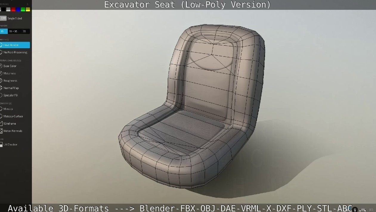 Excavator Seat - Low-Poly Version Low-poly 3D model_42