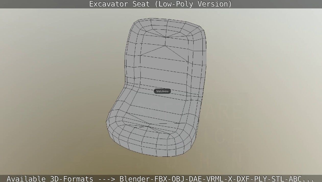Excavator Seat - Low-Poly Version Low-poly 3D model_24