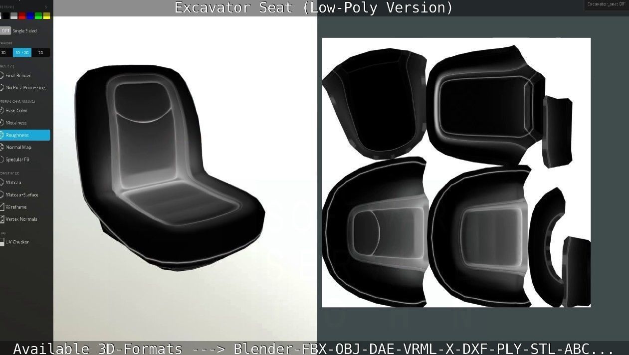 Excavator Seat - Low-Poly Version Low-poly 3D model_58