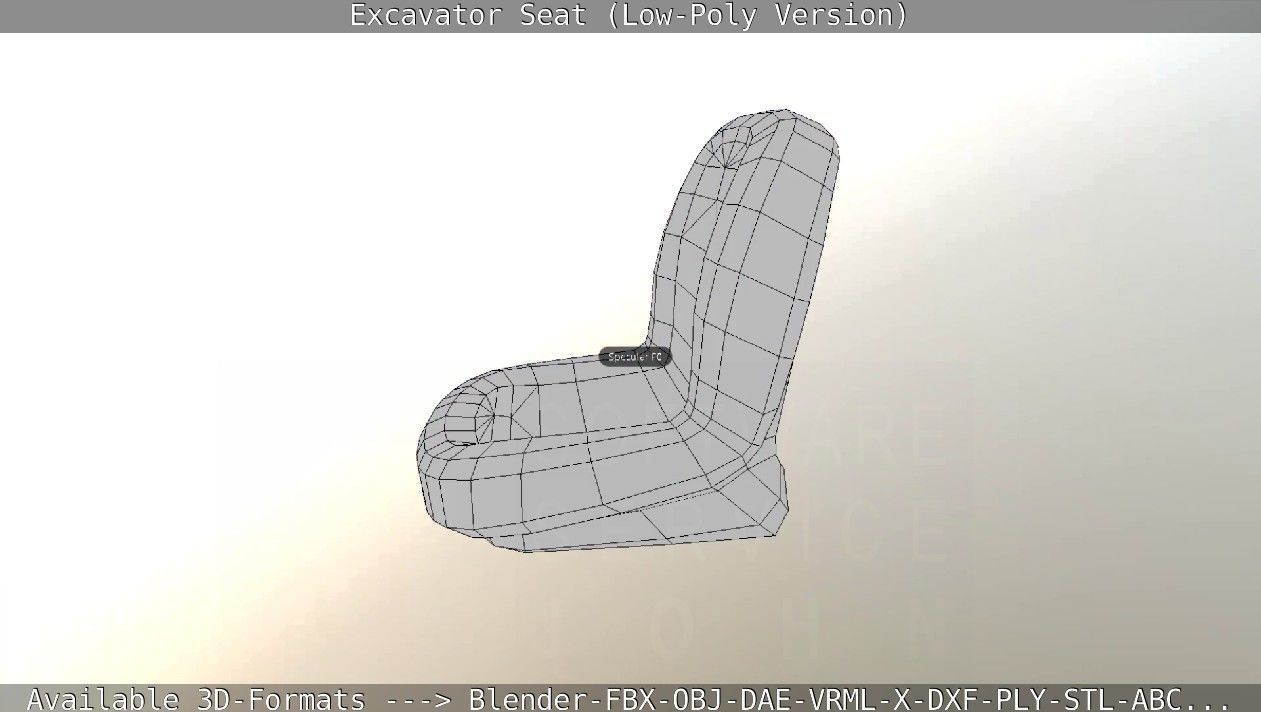 Excavator Seat - Low-Poly Version Low-poly 3D model_26