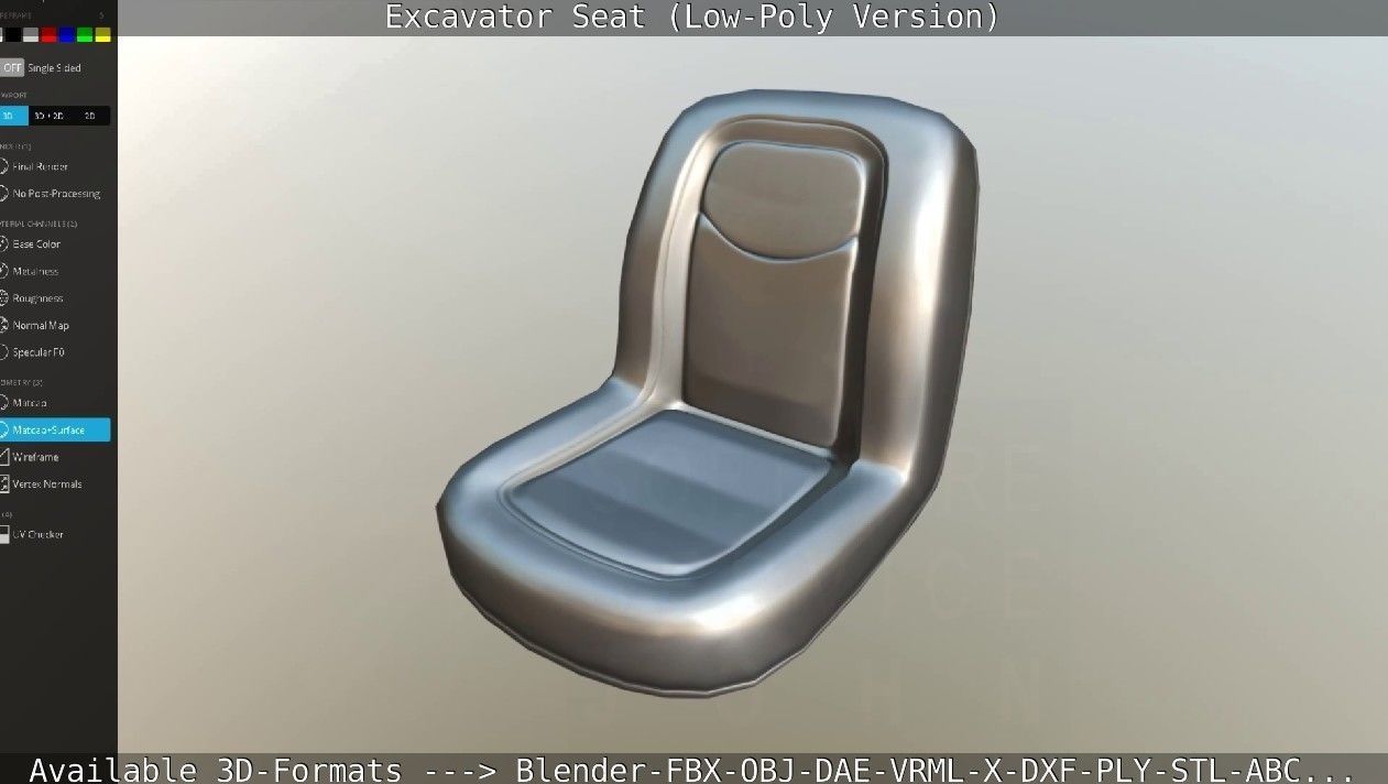 Excavator Seat - Low-Poly Version Low-poly 3D model_39