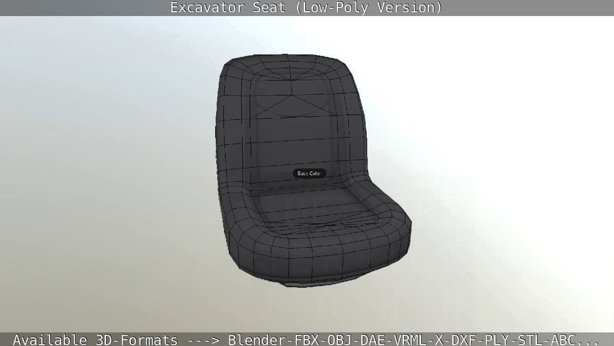 Excavator Seat - Low-Poly Version Low-poly 3D model_14