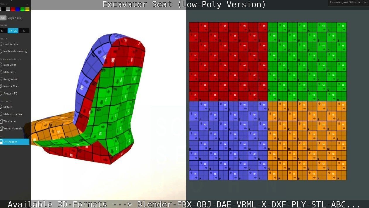 Excavator Seat - Low-Poly Version Low-poly 3D model_68