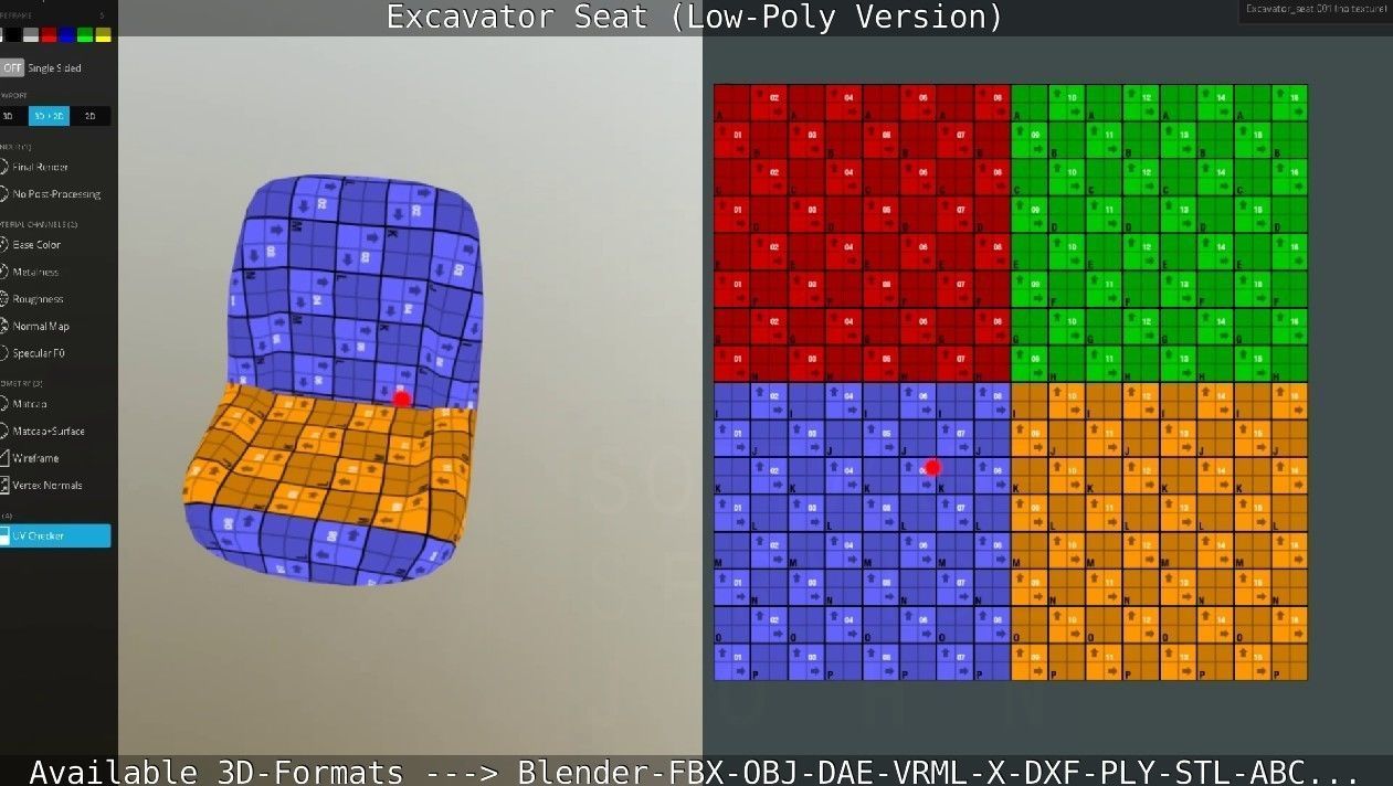 Excavator Seat - Low-Poly Version Low-poly 3D model_75