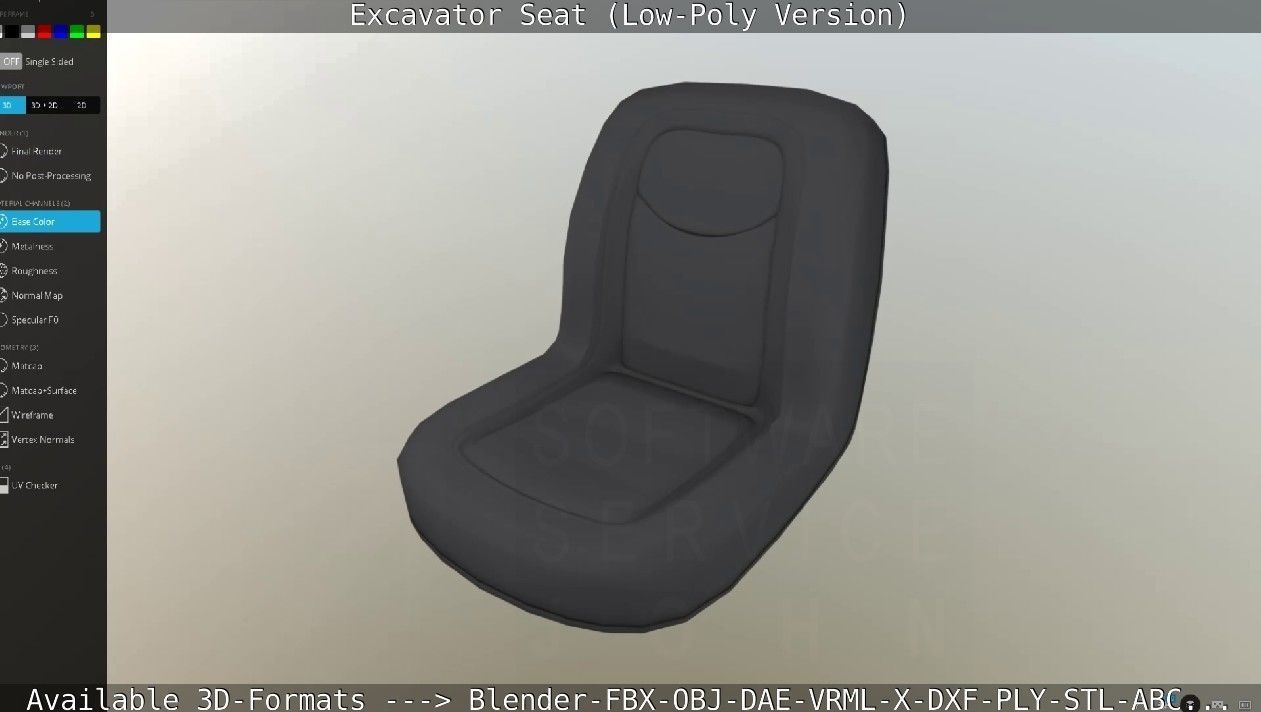 Excavator Seat - Low-Poly Version Low-poly 3D model_45